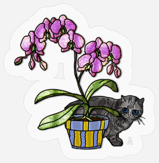 Fuchsia Orchid and Kitty Stickers
