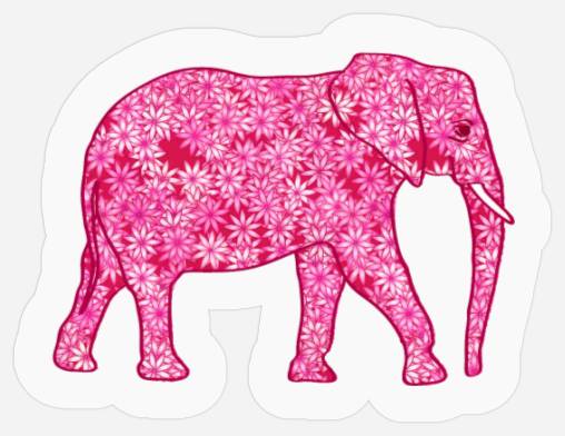Flower elephant - fuchsia pink Stickers